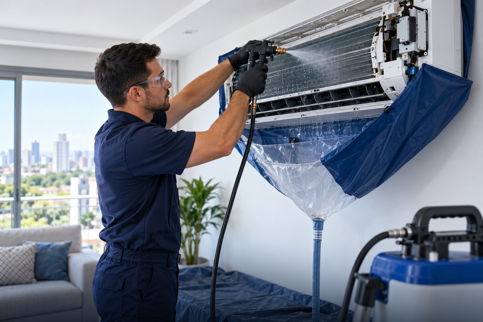 Higienização profissional de ar-condicionado split
